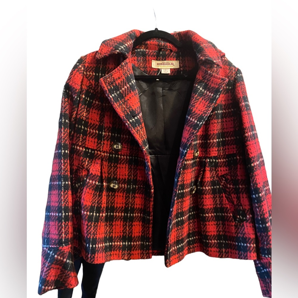 Plaid pea coat